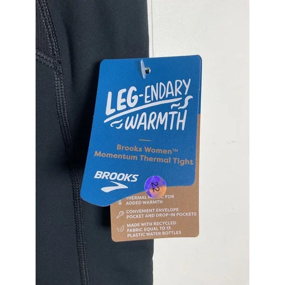 Brooks Women's Momentum Thermal Tights Leggings Black Running Size L - Picture 3 of 12